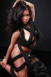 Cute black girl dressed with marine rope
