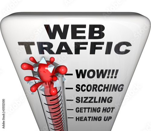 Illustration: Web Traffic Thermometer - Popularity Increasing Web Traffic Thermometer - Popularity Increasing