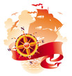 Adventures design - compass rose, banner & sailing ship
