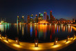 Singapore night view in fisheye