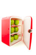 refridgerator with green apples