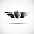 Black Logo shield and wings # Vector