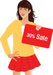 girl with letters of a word SALE
