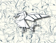 Origami Creature On Paper Background Vector Origami Creature On Paper Background Vector