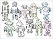 Collection Of Funny Retro Robots in Vector Format Collection Of Funny Retro Robots in Vector Format