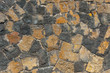 traditional wall of volcanic stones at Jeju island Korea