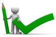 #d puppet with pencil and greencheck mark #d puppet with pencil and greencheck mark