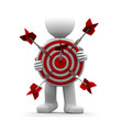 3d character holding a red archery target