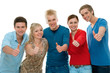 Group of high-school students holding thumbs up Group of high-school students holding thumbs up