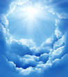 blue sky with sun and beautiful clouds