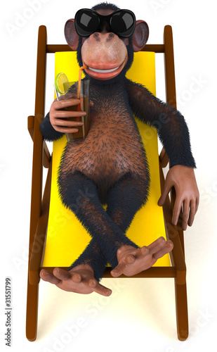 Illustration: Singe et chaise longue Singe et chaise longue