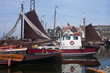 Dutch harbor of Urk with traditional ships