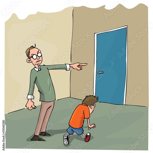 Vector: Cartoon of Dad scolding his son Cartoon of Dad scolding his son