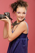 Photo: young girl with camera young girl with camera