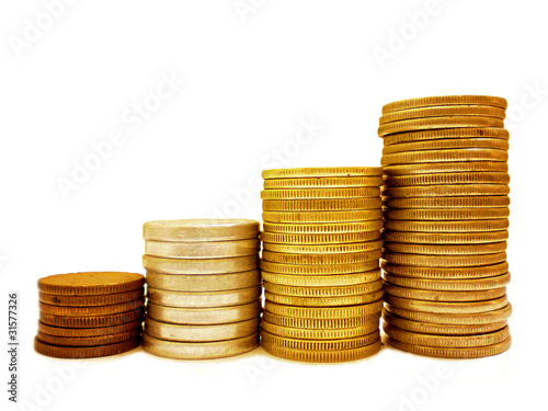 Photo: Coins stack in bar graph form Coins stack in bar graph form