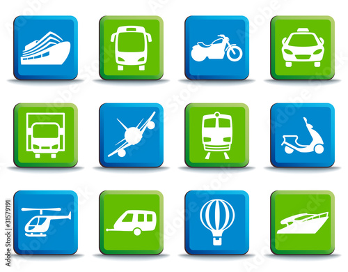 Vettoriale: Transport icons on buttons Transport icons on buttons