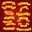 Gold vector banner set on red