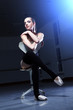 young ballerina is relaxing in class room