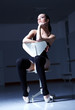 Dancer is relaxing in class room