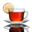 cup of tea with lemon isolated on white