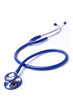 one blue stethoscope with isolated white background.