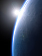 Aufgehende Sonne Erde aus Weltraum