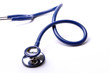 one blue stethoscope with isolated white background.