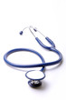 one blue stethoscope with isolated white background.