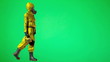 Person walking in HAZMAT Suit with geiger counter Person walking in HAZMAT Suit with geiger counter