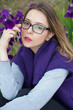Beautiful, Seductive Blonde Teen with Glasses Dressed in Violet, Beautiful, Seductive Blonde Teen with Glasses Dressed in Violet,