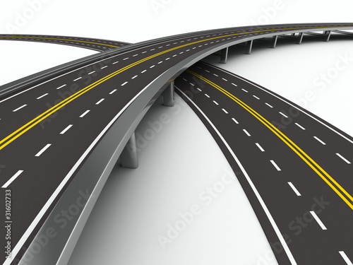 Illustration: asphalted road on white. Isolated 3D image asphalted road on white. Isolated 3D image