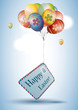 Vektor: Colorful Easter Egg style Balloons with postcard Colorful Easter Egg style Balloons with postcard
