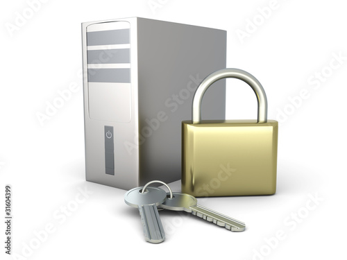 Illustration: Gesicherter Computer Gesicherter Computer