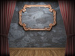 Red velvet curtain opening scene made in 3d