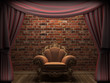 Red velvet curtain opening scene made in 3d