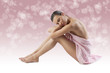 the nude model with pink towel