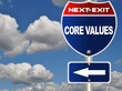 Core values road sign