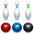 Bowling balls and pins.