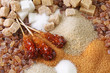 Various kinds of sugar close up