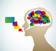 Abstract speaker silhouette with bubbles