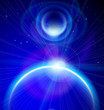 Blue Planets, sunrise & stars Blue Planets, sunrise & stars