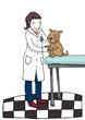 Giovane vetrinaria con cane
