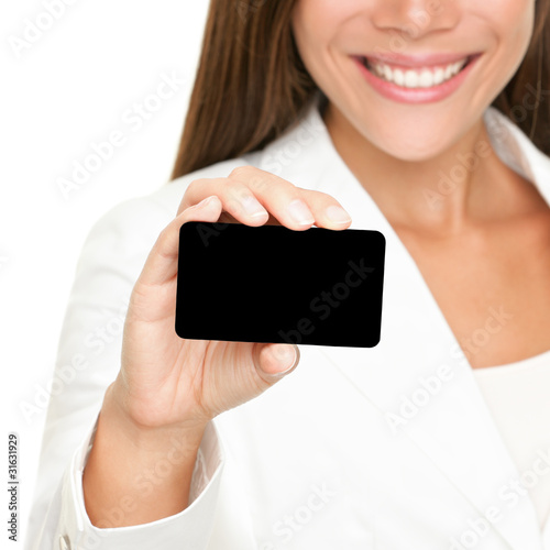 Photo: People showing business card: woman People showing business card: woman