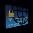 Credit card chip as padlock , safe banking , 3d illustration