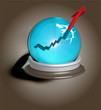 Broken magic crystal ball and finance arrow Broken magic crystal ball and finance arrow