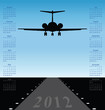 Vector: 2012 calendar with plane landing at airport 2012 calendar with plane landing at airport
