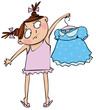 Vector: A girl with a beautiful blue dress A girl with a beautiful blue dress