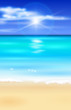 ocean, blue sky, fluffy clouds, white sand ocean, blue sky, fluffy clouds, white sand
