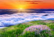 sunset is in mountains