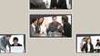 Montage of several businessmen talking together Montage of several businessmen talking together